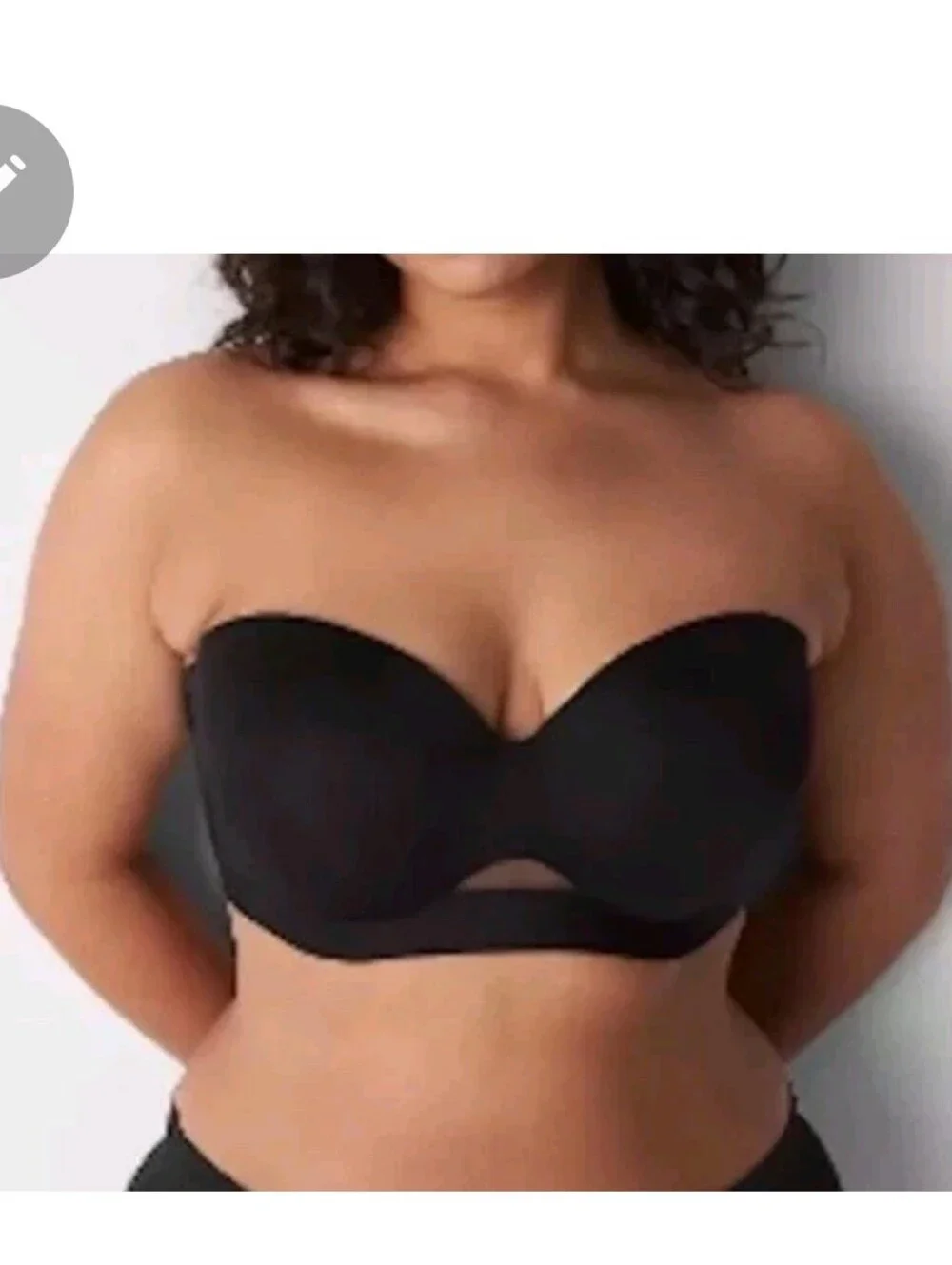 Lane Bryant Cacique Black Size 38DDD Comfort Bliss Strapless Underwire Bra!